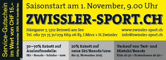 Zwissler-Sport Saisonstart November 2025, 9.00 Uhr
