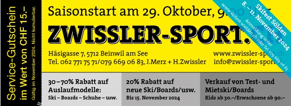 Zwissler-Sport Saisonstart Oktober 2024, 9.00 Uhr